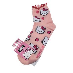 Hello Kitty Sanrio Heart Pink Ankle Socks Brand Size 5-10 1 Pair Girls Women's